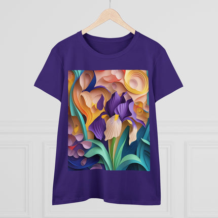 The Elegant Iris Flower Women's Midweight Cotton Tee