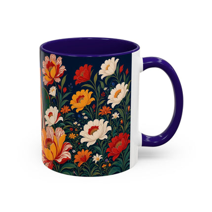 🌺🐦 The Enchanted Birdcage Garden Colorful Mug – Art Deco Floral Fantasy