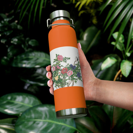 Peonies and Birds by Okamoto Shuki Copper Vacuum Insulated Bottle, 22oz
