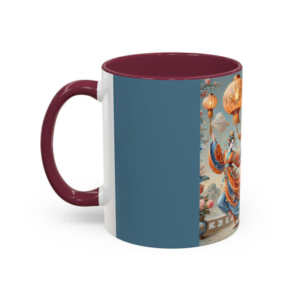 Golden Dragon & Lantern Lady Colorful Mug – Imperial Dragon & Elegant Harmony