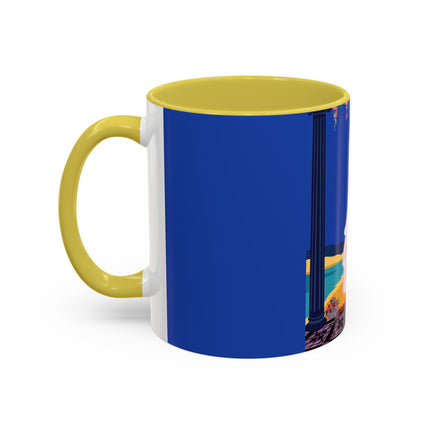 The Moonlit Promenade Colorful Mug (11oz, 15oz) – Blush Elegance, Coastal Romance & Art Deco Style