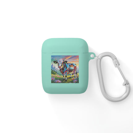 Cyber Glitch Cow AirPods Case Cover
