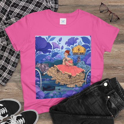 🌸🛋️ The Enchanted Garden Repose Cotton Tee – Art Deco Floral Whimsy