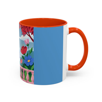 The Lady Of The Blossoming Terrace Colorful Mugs – Art Deco Floral Garden Elegance