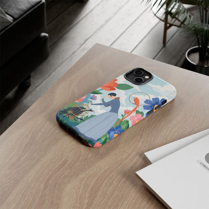🦜🌺 The Lady Of The Garden Aviary Phone Case – Art Deco Floral Whimsy