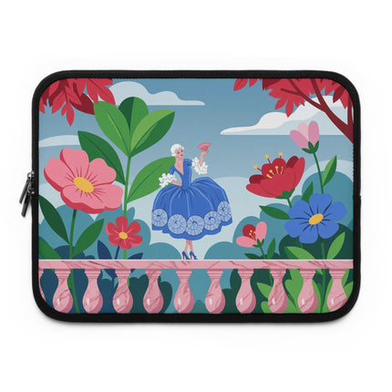 🌺🪭 The Lady Of The Grand Garden Terrace Laptop Sleeve – Art Deco Floral Elegance