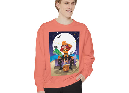 Moonlit Pirate Halloween Unisex Garment-Dyed Sweatshirt