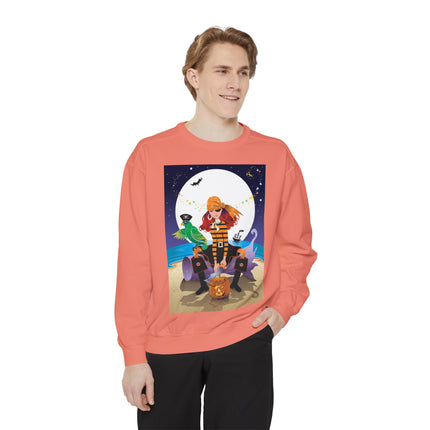 Moonlit Pirate Halloween Unisex Garment-Dyed Sweatshirt