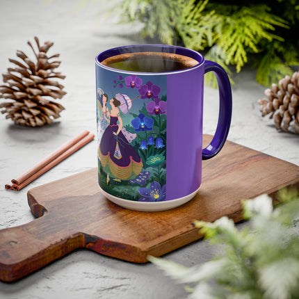 The Ladies Of The Moonlit Garden Colorful Mugs – Art Deco Floral Elegance