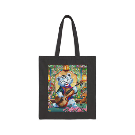 Melodies of the Snow Lion Cub Cotton Canvas Tote Bag