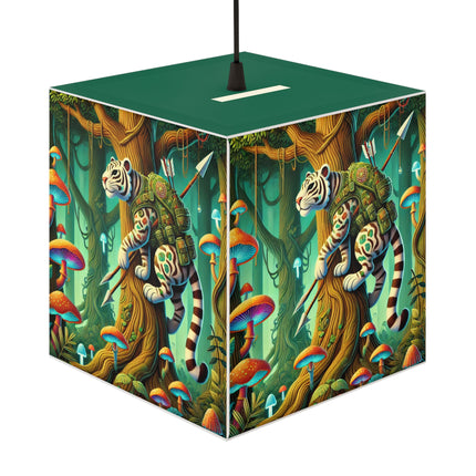 🐅🌿 The Silent Stripes Light Cube Lamp – Stealth, Grace & Enchanted Forest