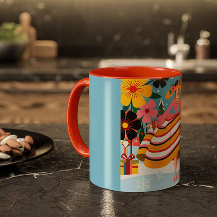 🌼🎄 The Christmas Blossom Belle Colorful Mug – Colorful Art Deco Holiday Fantasy