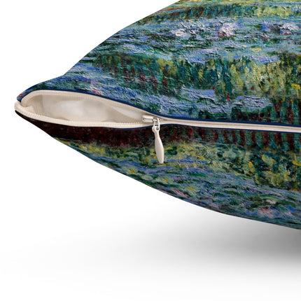 Water Lilies and Japanese Bridge by Claude Monet Spun Polyester Square Pillow