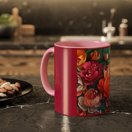 Peonies in Full Bloom Colorful Mugs (11oz, 15oz)