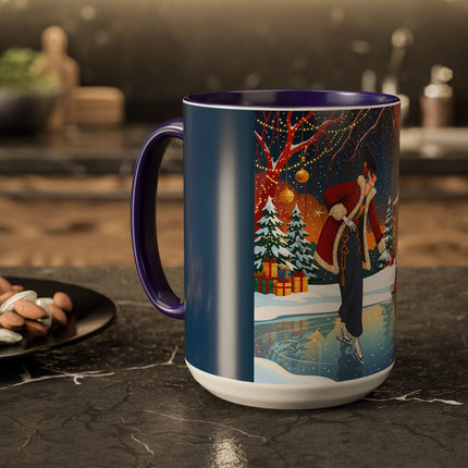 ⛸️🎄 The Christmas Skating Pavilion Colorful Mug – Art Deco Holiday Fantasy