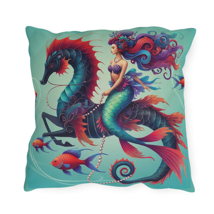 Mermaid & Sea Dragon Outdoor Pillows – Ocean Guardian & Mythic Beauty