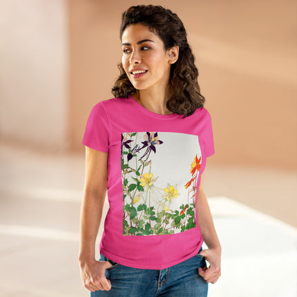 Aquilegia Flowers by Tanigami Kônan Women's Midweight Cotton Tee