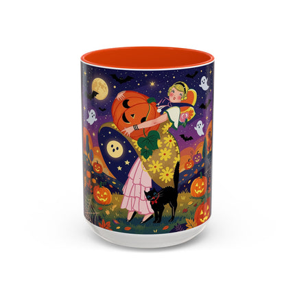 🎃🐈‍⬛ The Pumpkin Moon Embrace Colorful Mug – Whimsical Halloween Charm