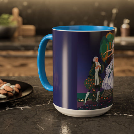 Moonlit Garden Waltz Colorful Mug (11oz, 15oz) – Rococo Romance, Garden Elegance & Enchanted Dance