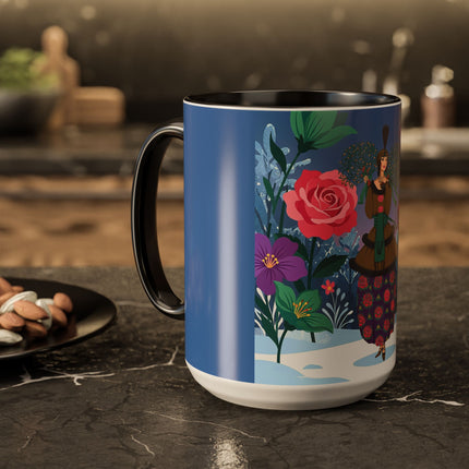 🌹❄️ The Holly Rose Of Winter Colorful Mug – Art Deco Christmas Garden