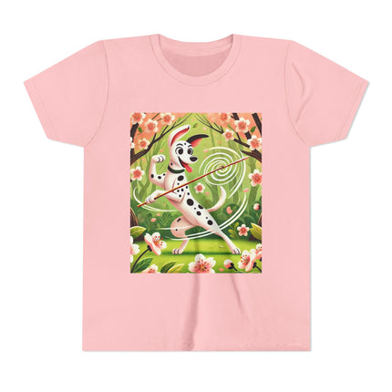 Dalmatian Dance in the Cherry Blossom Grove Youth Short Sleeve Tee