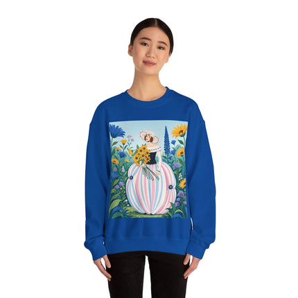 🌻🎀 The Sunflower Garden Bouquet Crewneck Sweatshirt – Art Deco Floral Elegance