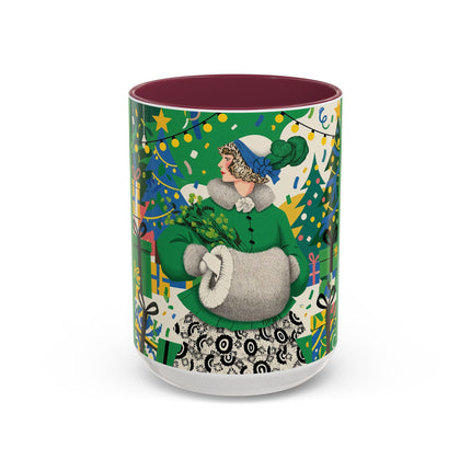 🍀🎄 The Emerald Holly Christmas Colorful Mug – Art Deco Holiday Elegance