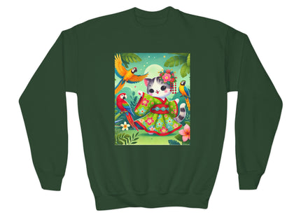 Parrot Dance of the Geisha Kitten Youth Crewneck Sweatshirt