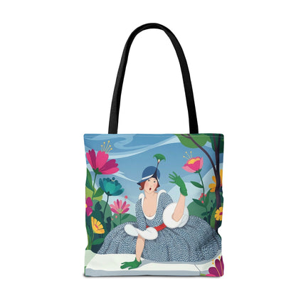 🌺🦚 The Lady Of The Peacock Garden Tote Bag – Art Deco Floral Fashion