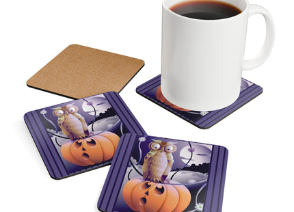 The Startled Pumpkin Corkwood Coaster Set