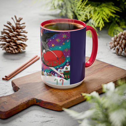 🎁✨ The Lady Of The Christmas Hatbox Colorful Mug – Art Deco Holiday Fantasy