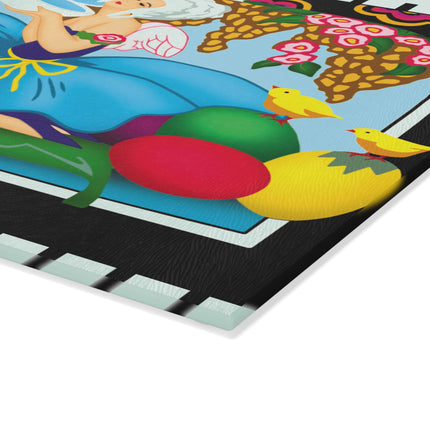 Blooms and Chicks Glass Cutting Board