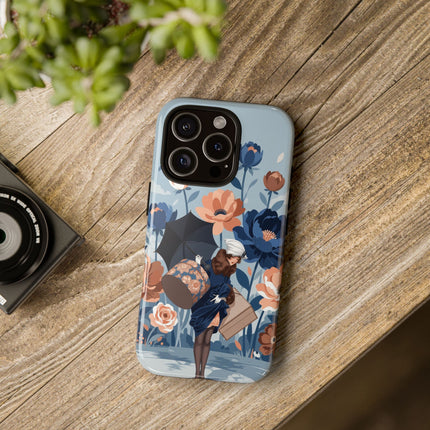☂️🌺 The Lady Of The Traveling Garden Phone Case – Art Deco Floral Adventure