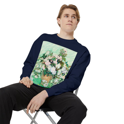 Roses by Vincent Van Gogh Unisex Garment-Dyed Sweatshirt