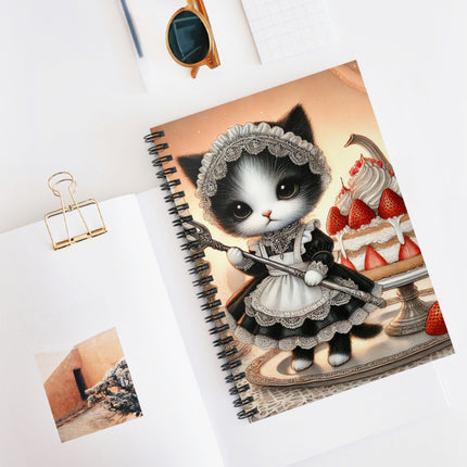 Patisserie Kitten Spiral Notebook — Ruled Line