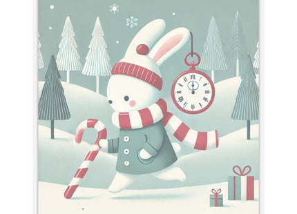 Candy Cane Timekeeper Bunny Kiss-Cut Stickers (4 Sizes)