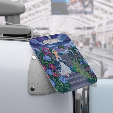 🦚🌸 The Peacock Garden Terrace Luggage Tag – Art Deco Floral Elegance