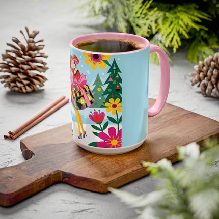 🌸🎄 Christmas In The Winter Garden Colorful Mug – Whimsical Holiday Fantasy