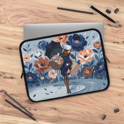 ☂️🧳 The Lady Of The Traveling Garden Laptop Sleeve – Art Deco Floral Adventure