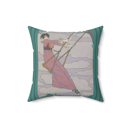 La balançoire by Georges Lepape Spun Polyester Square Pillow