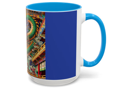 Tibetan Dragon Over Kabuki Duel Colorful Mugs (11oz, 15oz)