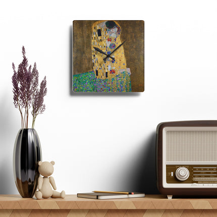 The Kiss by Gustav Klimt Acrylic Wall Clock, Round and Square
