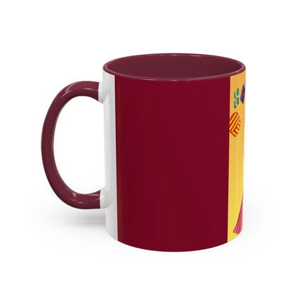 Elegant Holiday Woman with Gifts Colorful Mugs (11oz, 15oz)