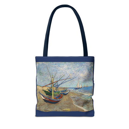 Fishing Boats on the Beach at Saintes-Maries by Vincent Van Gogh Tote Bag (AOP)
