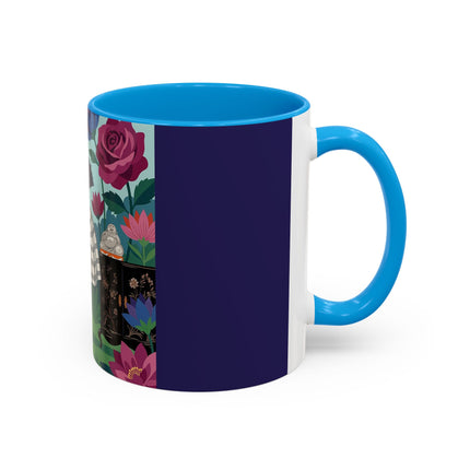 The Lady Of The Lotus Garden Colorful Mugs – Art Deco Botanical Elegance