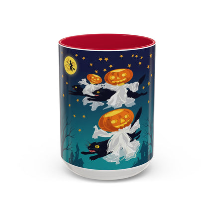 🐈‍⬛🎃 The Flying Black Cats Of Halloween Colorful Mug – Whimsical Storybook Charm