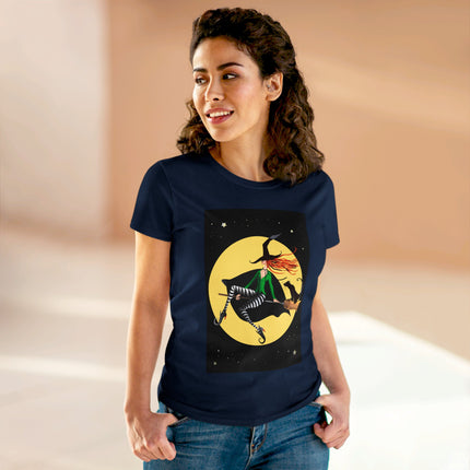 A Witch’s Moonlit Flight Women's Midweight Cotton Tee