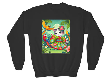 Parrot Dance of the Geisha Kitten Youth Crewneck Sweatshirt