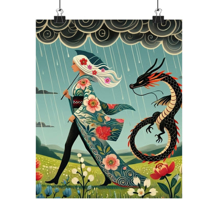 🐉🧚 The Dragon Fairy's Stride Matte Vertical Poster – Strength, Grace & Stormbound Magic
