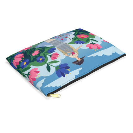 🌸🎩 The Lady Of The Grand Flower Garden Accessory Pouch – Art Deco Fashion Illustration